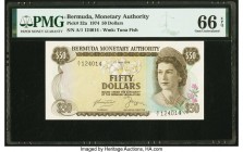Bermuda Monetary Authority 50 Dollars 1.5.1974 Pick 32a PMG Gem Uncirculated 66 EPQ. A simply handsome Queen Elizabeth II banknote, this type happens ...