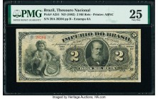 Brazil Thesouro Nacional 2 Mil Reis ND (1882) Pick A251 PMG Very Fine 25. This Brazilian Empire issue is rare in any grade. The face side is pleasing,...