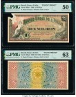 Brazil Banco Uniao de Sao Paulo 10 Mil Reis 17.1.1890 Pick S695p1; S695p2 Front and Back Proofs PMG About Uncirculated 50 Net; Choice Uncirculated 63....