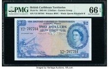 British Caribbean Territories Currency Board 2 Dollars 2.1.1964 Pick 8c PMG Gem Uncirculated 66 EPQ. A simply beautiful Bradbury, Wilkinson & Company ...