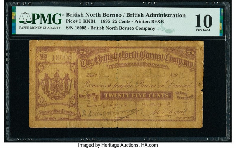 British North Borneo British North Borneo Company 25 Cents 1895 Pick 1 KNB1 PMG ...