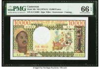 Cameroon Banque des Etats de l'Afrique Centrale 10,000 Francs ND (1978-81) Pick 18b PMG Gem Uncirculated 66 EPQ. A rarely seen, pack fresh example of ...