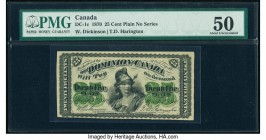 Canada Dominion of Canada 25 Cents 1.3.1870 Pick 8a DC-1c PMG About Uncirculated 50. While not particularly scarce in circulated grades, higher grade ...