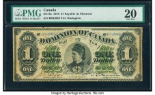 Canada Dominion of Canada $1 1.6.1878 DC-8a PMG Very Fine 20. The scarcer Scalloped Border is seen on this evenly circulated "Payable at Montreal" exa...