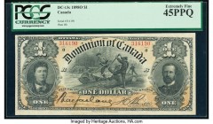 Canada Dominion of Canada $1 31.3.1898 Pick 24Ab DC-13c PCGS Extremely Fine 45PPQ. A high grade example of this Charlton number from the one of the mo...