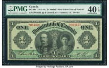 Canada Dominion of Canada $1 3.1.1911 Pick 27a DC-18a PMG Extremely Fine 40 EPQ. A high grade example, this attractive note displays portraits of Lord...