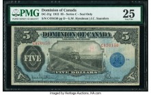 Canada Dominion of Canada $5 1.5.1912 DC-21g PMG Very Fine 25. This pleasing national issue is scarce in any grade, in any variety. A small notation a...