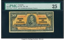 Canada Bank of Canada $50 2.1.1937 BC-26a PMG Very Fine 25. The print quantity was only 100,000 for Prefix A/H with the Osborne-Towers signature combi...