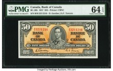 Canada Bank of Canada $50 2.1.1937 Pick 63b BC-26b PMG Choice Uncirculated 64 EPQ. The $50 denomination from the 1937 series is challenging to find in...
