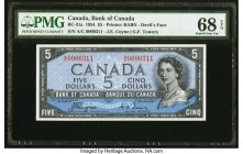 Canada Bank of Canada $5 1954 Pick 68a BC-31a "Devil's Face" PMG Superb Gem Unc 68 EPQ. A beautiful note, featuring the desirable "Devil's Face" hair ...