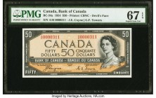 Canada Bank of Canada $50 1954 Pick 71a BC-34a "Devil's Face" PMG Superb Gem Unc 67 EPQ. An utterly superb banknote, very rare in anything even close ...
