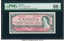 Canada Bank of Canada $1000 1954 BC-44d PMG Gem Uncirculated 66 EPQ. A highly desirable large denomination from the 1954 Issue, this note features the...
