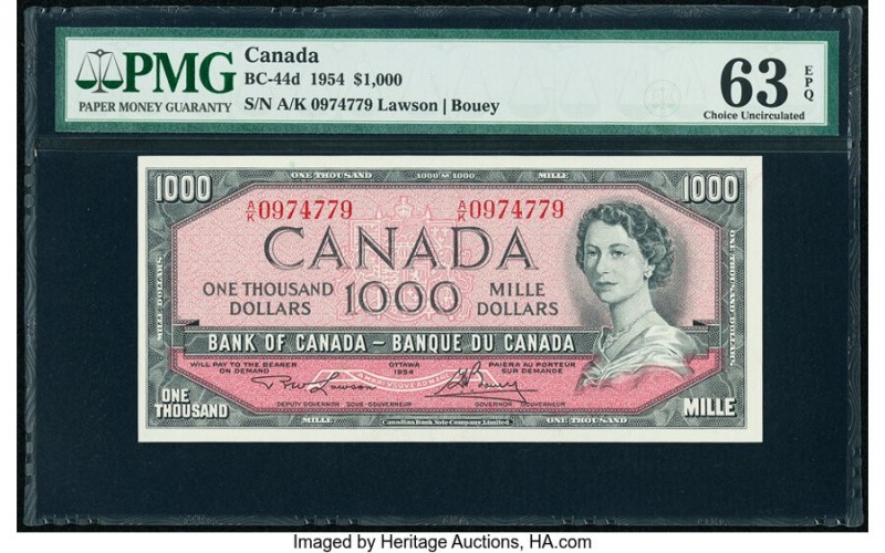 Canada Bank of Canada $1000 1954 BC-44d PMG Choice Uncirculated 63 EPQ. A 1954 M...