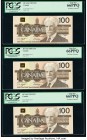 Canada Bank of Canada $100 1988 Pick 99d BC-60d Five Consecutive Examples PCGS Gem New 66PPQ (5). Consecutive serial numbers are seen in this lot. Kni...