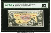 Canada Toronto, ON- Canadian Bank of Commerce $20 2.1.1935 Pick S972 Ch.# 75-18-10 PMG Choice Uncirculated 63 EPQ. Art Deco designs are on full displa...