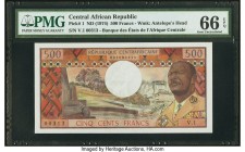 Central African Republic Banque des Etats de l'Afrique Centrale 500 Francs ND (1974) Pick 1 PMG Gem Uncirculated 66 EPQ. President Jean-Bedel Bokassa ...