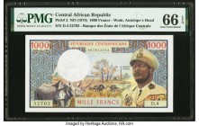 Central African Republic Banque des Etats de l'Afrique Centrale 1000 Francs ND (1974) Pick 2 PMG Gem Uncirculated 66 EPQ. A very pretty note from the ...