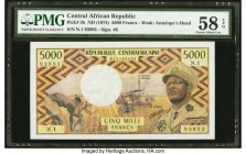 Central African Republic Banque des Etats de l'Afrique Centrale 5000 Francs ND (1974) Pick 3b PMG Choice About Unc 58 EPQ. The 5000 Francs is the seco...