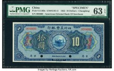 China American Oriental Bank of Szechuen, Chungking 10 Dollars 16.9.1922 Pick S110Bs S/M#S101-3 Specimen PMG Choice Uncirculated 63 EPQ. A seldom avai...