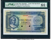 Congo Democratic Republic Conseil Monetaire de la Republique du Congo 5000 Francs ND (1963) Pick 3cts Color Trial Specimen PMG Choice Uncirculated 64 ...