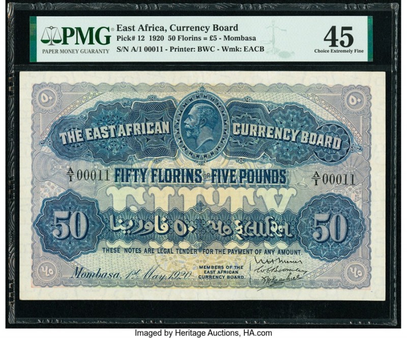 East Africa East African Currency Board 50 Florins = 5 Pounds 1.5.1920 Pick 12 P...