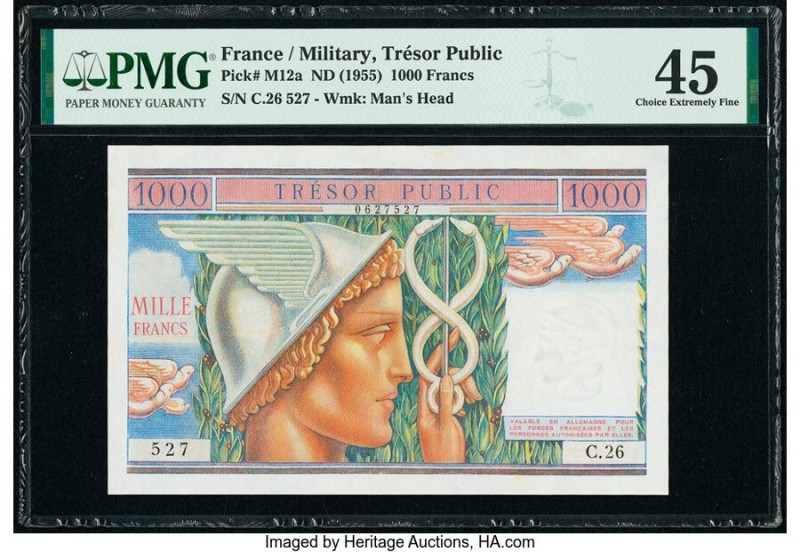 France Tresor Public 1000 Francs ND (1955) Pick M12a PMG Choice Extremely Fine 4...