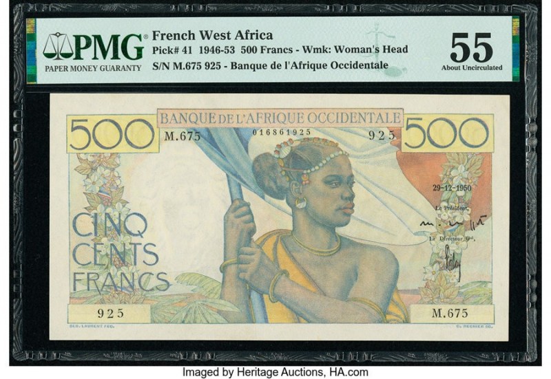 French West Africa Banque de l'Afrique Occidentale 500 Francs 29.12.1950 Pick 41...