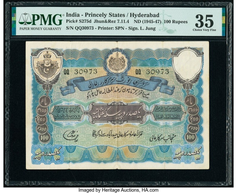 India Princely States, Hyderabad 100 Rupees ND (1945-47) Pick S275d Jhunjhunwall...