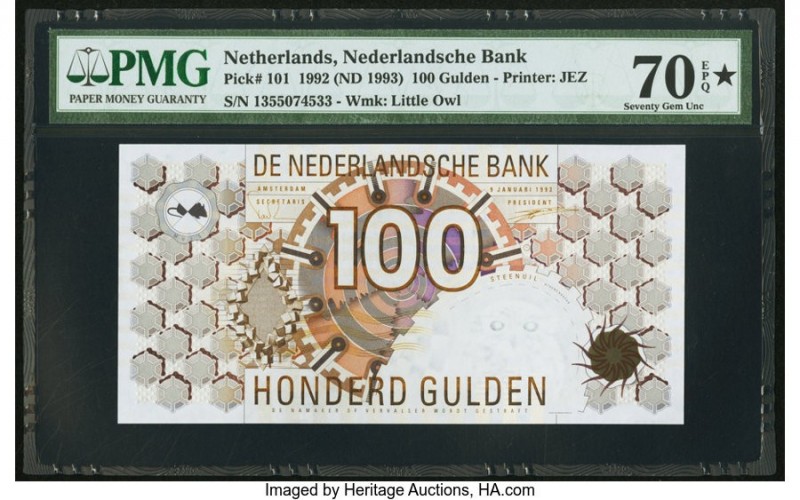 Netherlands Netherlands Bank 100 Gulden 1992 (ND 1993) Pick 101 PMG Gem Uncircul...