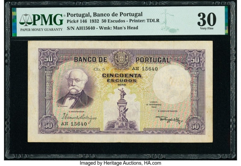 Portugal Banco de Portugal 50 Escudo 18.11.1932 Pick 146 PMG Very Fine 30. A sca...