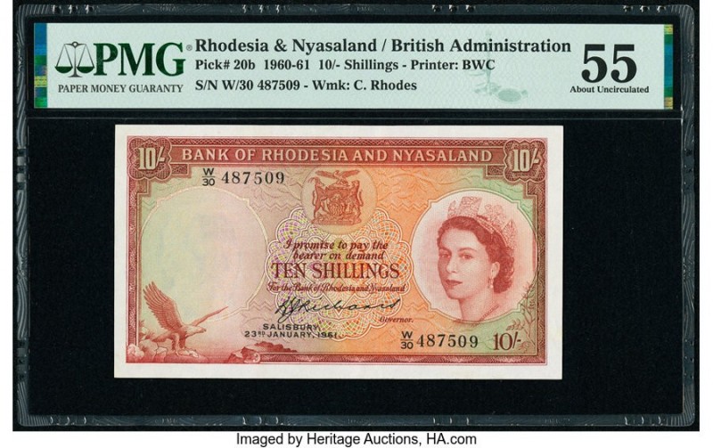 Rhodesia and Nyasaland Bank of Rhodesia and Nyasaland 10 Shillings 23.1.1961 Pic...