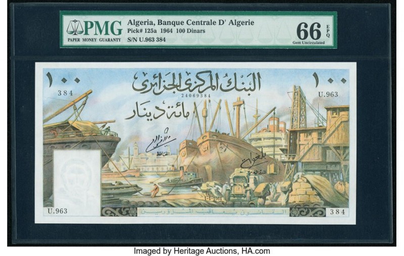 Algeria Banque Centrale d'Algerie 100 Dinars 1964 Pick 125a PMG Gem Uncirculated...