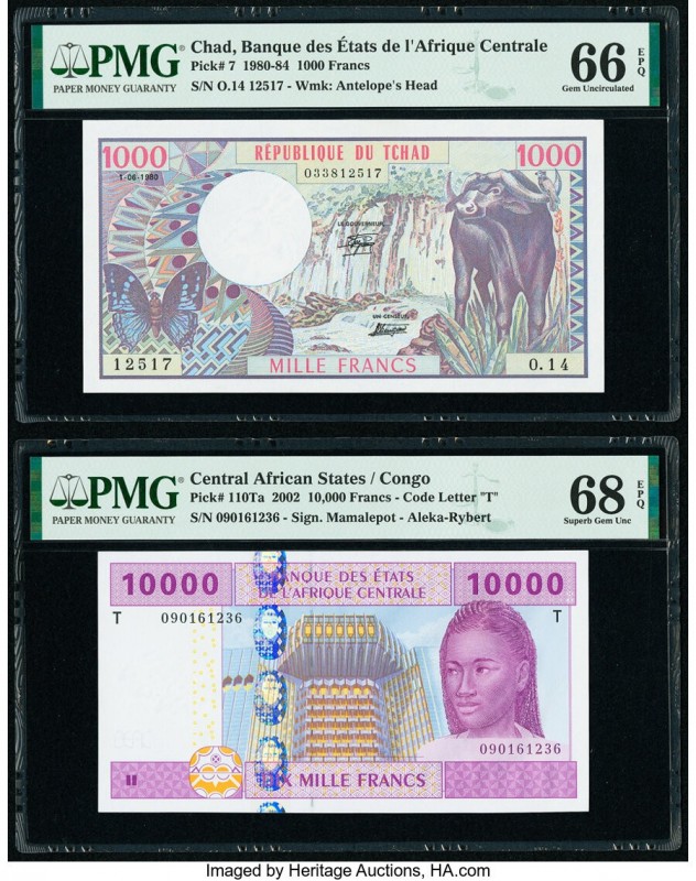 Chad Banque Des Etats De L'Afrique Centrale 1000 Francs 1980-84 Pick 7 PMG Gem U...