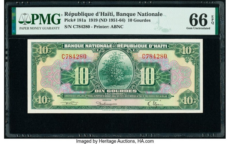 Haiti Banque Nationale de la Republique d'Haiti 10 Gourdes 1919 (ND 1951-64) Pic...