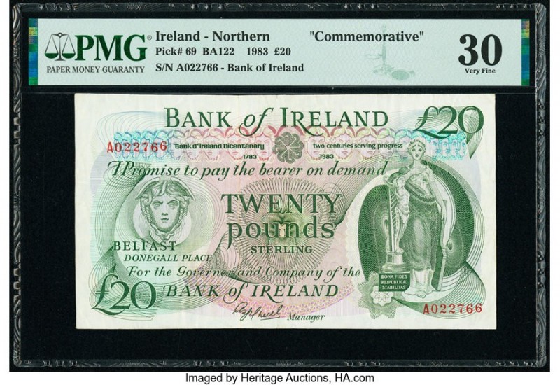 Ireland - Northern Bank of Ireland 20 Pounds 1983 Pick 69 Commemorative PMG Very...