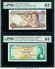 Jersey States of Jersey 5 Pounds ND (1976-88) Pick 12b PMG Choice Uncirculated 64 EPQ; East Caribbean States Currency Authority 5 Dollars ND (1965) Pi...