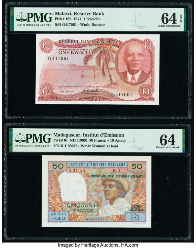 Malawi Reserve Bank of Malawi 1 Kwacha 1974 Pick 10b PMG Choice Uncirculated 64E...