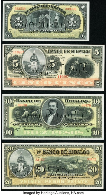 Mexico Banco De Hidalgo Denomination Set of 4 Remainders Crisp Uncirculated. Per...