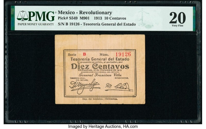 Mexico Tesoreria General del Estado Chihuahua 10 Centavos 10.12.1913 Pick S549 M...