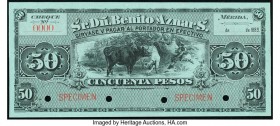 Mexico Sr. Dn Benito Aznar S. 50 Pesos 1889 Pick UNL M782s Specimen Crisp Uncirculated. 

HID09801242017

© 2020 Heritage Auctions | All Rights Reserv...