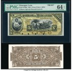Nicaragua Banco Agricola-Mercantil 5 Pesos 6.11.1888 Pick S108fp; S108bp Front and Back Proofs PMG Choice Uncirculated 64 EPQ; About Uncirculated. Fro...