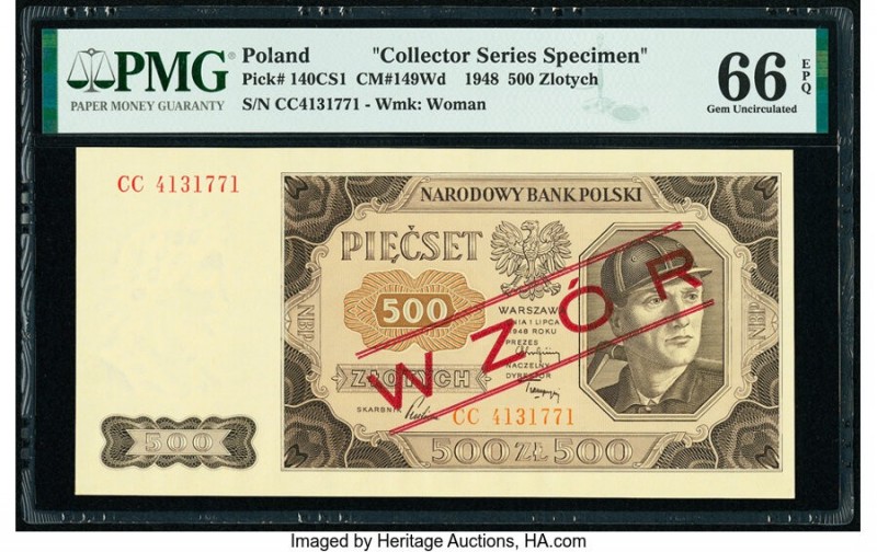 Poland Narodowy Bank Polski 500 Zlotych 1948 Pick 140CS1 Collector Series Specim...