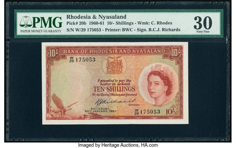 Rhodesia and Nyasaland Bank of Rhodesia and Nyasaland 10 Shillings 20.1.1961 Pic...