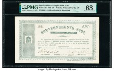 South Africa Government Noot 20 Pounds 28.5.1900 Pick 57b PMG Choice Uncirculated 63. Spindle hole. 

HID09801242017

© 2020 Heritage Auctions | All R...