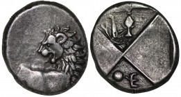 THRACE. Chersonesos. Hemidrachm (Circa 386-338 BC) 
Obv: Forepart of lion right, head left.
 Rev: Quadripartite incuse square with alternating raised ...