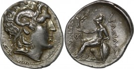 KINGS OF THRACE. Lysimachos (305-281 BC). Tetradrachm. Uncertain mint.
Obv: Diademed head of the deified Alexander right, wearing horn of Ammon.
Rev: ...