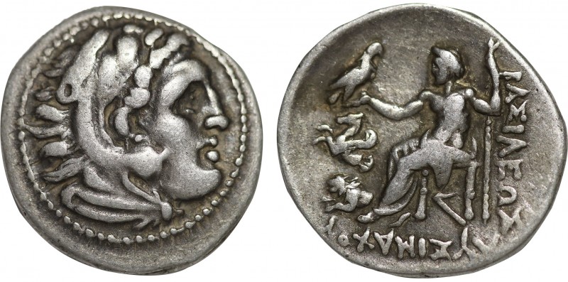 KINGS OF THRACE. Lysimachos (305-281 BC). Drachm. Lampsakos.
Obv: Head of Herakl...