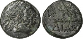 BITHYNIA. Dia. Ae (Circa 95-90 or 80-70 BC). Struck under Mithradates VI Eupator.
Obv: Laureate head of Zeus right.
Rev: ΔΙΑΣ.
Eagle, with head right ...