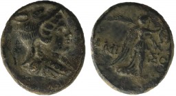 PONTOS. Amisos. Ae (Circa 85-65 BC). Time of Mithradates VI Eupator.
Obv: Bust of Amazon right, wearing wolf's skin.
Rev: AMIΣOY.
Nike advancing right...