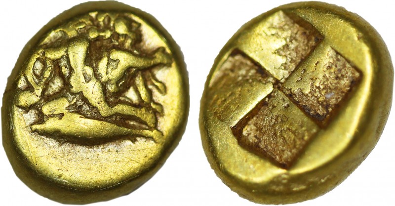 MYSIA. Kyzikos. EL Hekte (Circa 460-400 BC).
Obv: Herakles and his brother, Iph...